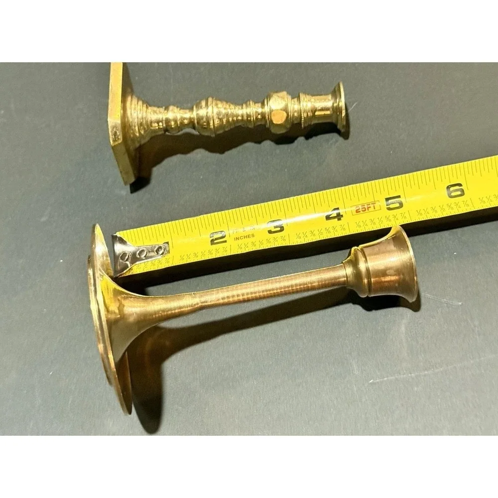 set of Vintage Brass Candlestick Holders 4